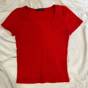 Brandy Melville Red Ribbed Tee in One Size